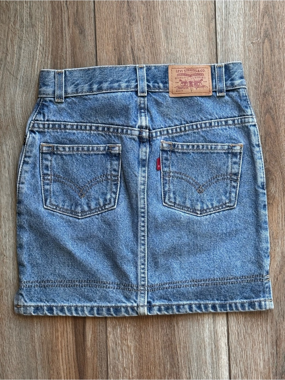 Levi's Medium Blue Denim Mini Skirt with Back Pockets